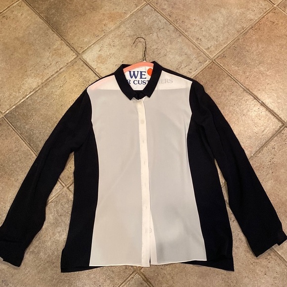 Elie Tahari Black and white button down shirt size medium - Picture 1 of 5
